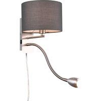 Wandlampe mit Schalter Stoff Metall E14 LED Nickel Grau von Trio