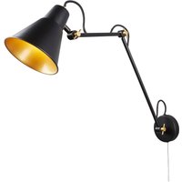 Wandlampe mit Schalter verstellbar Schwarz Gold Gelenke von Searchlight