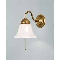 Wandlampe mit Zugschalter Glas Messing E27 T:24 cm von Berliner Messingleuchten GmbH