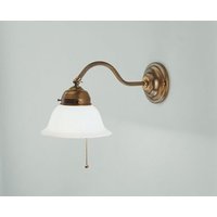 Wandlampe mit Zugschalter Glas Messing E27 blendarm von Berliner Messingleuchten GmbH