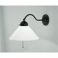 Wandlampe mit Zugschalter Glas Messing T:35 cm blendarm von Berliner Messingleuchten GmbH