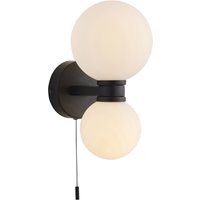 Wandlampe mit Zugschalter Schwarz Weiß Bad IP44 H: 23,2 cm Wandlampe mit Zugschalter Schwarz Weiß Bad IP44 H: 23,2 cm von Endon