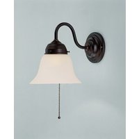 Wandleuchte Antik Messing Glas mit Zugschalter E27 von Berliner Messingleuchten GmbH