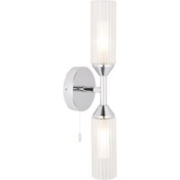 Wandleuchte Bad mit Schalter IP44 Chrom Weiß 2x G9 Up Down von Endon