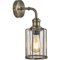 Wandleuchte E27 in Messing Antik Klar Glas Metall Vintage von Searchlight