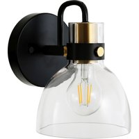 Wandleuchte Glas Metall H: 19 cm klein E27 Schwarz Gold von Novecento