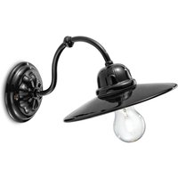 Wandleuchte Handarbeit Keramik 20 cm breit Schwarz E27 von Ferroluce