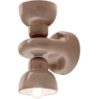 Wandleuchte Keramik E14 H: 25,5 cm Up Down Braun Retro von Ferroluce