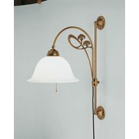 Wandleuchte Messing Glas Schalter E27 mit Kabel Stecker von Berliner Messingleuchten GmbH