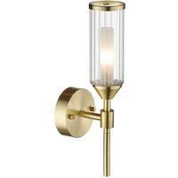 Wandleuchte Metall Glas H: 31,3 cm in Messing Jugendstil G9 von Endon