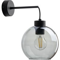 Wandleuchte Rauchglas Metall H: 28 cm E27 Schwarz Graphit von TK Lighting