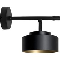 Wandleuchte Schwarz Gold H: 17 cm Messing Eisen E27 von Giovanni Battista