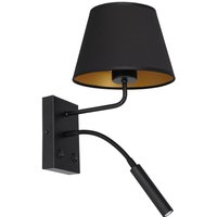 Wandleuchte Schwarz Gold Stoff konisch Lesearm E27 G9 Wandleuchte Schwarz Gold Stoff konisch Lesearm E27 G9 von Luminex