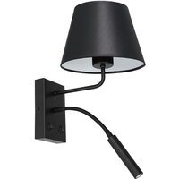 Wandleuchte Schwarz Weiß Stoff Lesearm E27 G9 konisch von Luminex