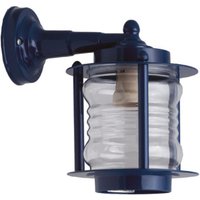 Wandleuchte außen Glas Messing E27 IP23 Blau Maritim von Lido Light Fixture Man. LTD