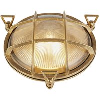 Wandleuchte außen IP64 E27 Ø 24 cm Glas Messing massiv von Searchlight
