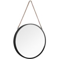 Wandspiegel mit Seil Durchmesser 40cm Schwarz