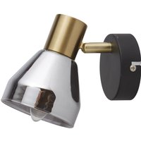 Wandspot E14 Glasschirm in Schwarz Rauchgrau Messing Wandspot E14 Glasschirm in Schwarz Rauchgrau Messing von Searchlight