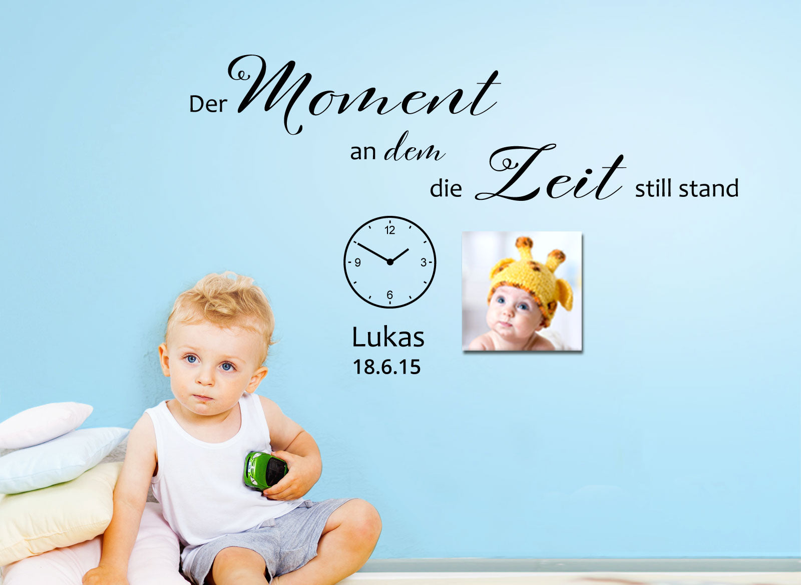 Wandtattoo Der Moment an dem die Zeit still stand + Wunschdaten W5536