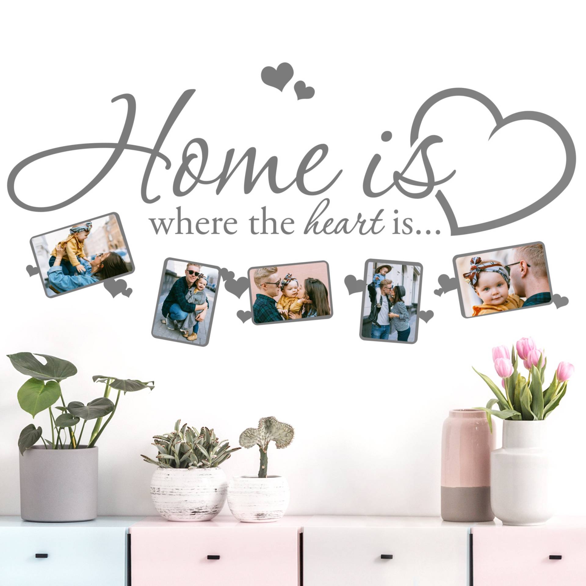 Wandtattoo Home is where the heart is - Bilderrahmen