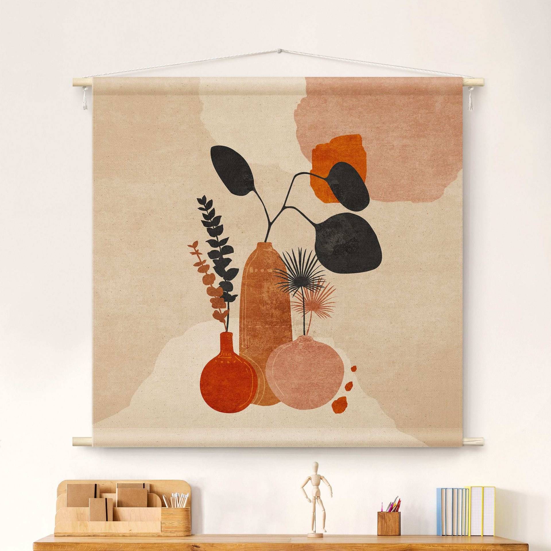 Wandteppich Boho Vasen