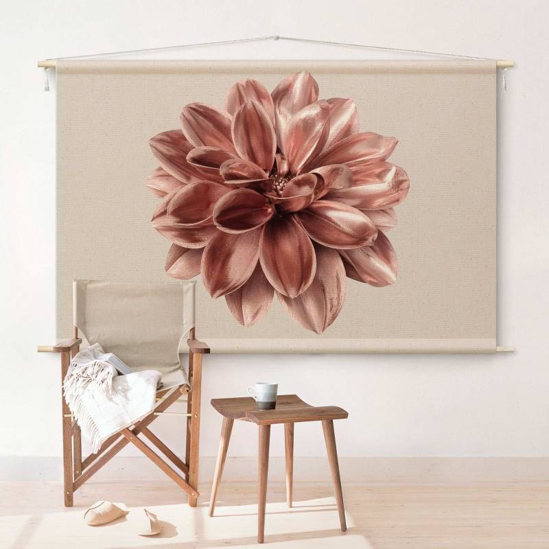 Wandteppich Dahlie Blume Rosegold Metallic
