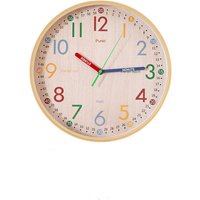 Wanduhr, Ø 30 cm, Holzoptik, bunt - weiss Wanduhr, Ø 30 cm, Holzoptik, bunt - weiss
