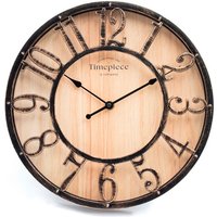 Wanduhr, Ø 35 cm, Holzoptik, rustikal - braun Wanduhr, Ø 35 cm, Holzoptik, rustikal - braun