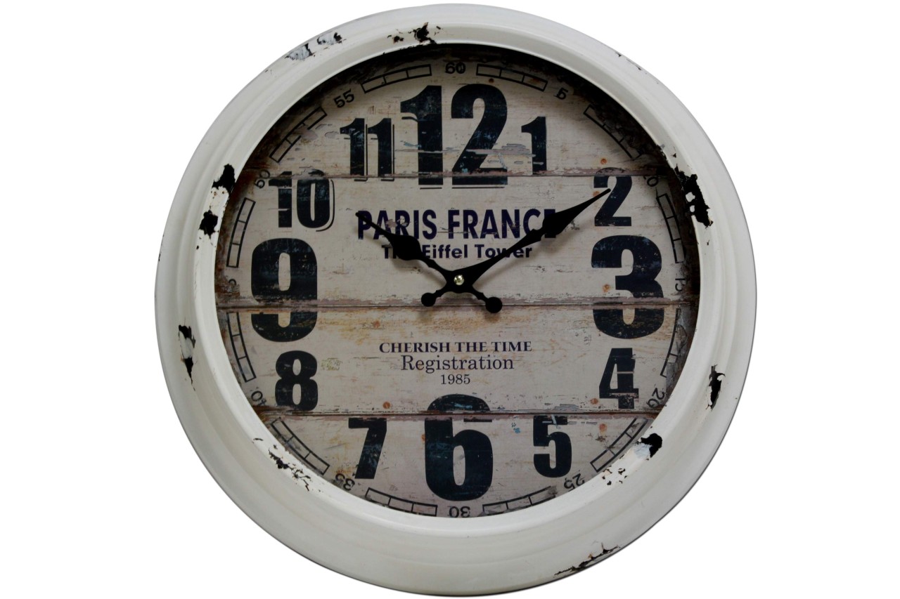 Wanduhr Nostalgie 40 cm Ø Paris France Wohnzimmeruhr