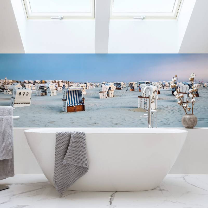 Wandverkleidung Bad Strandkörbe an der Nordsee