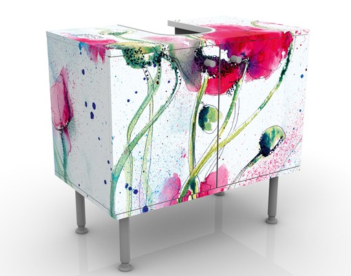 Waschbeckenunterschrank Painted Poppies