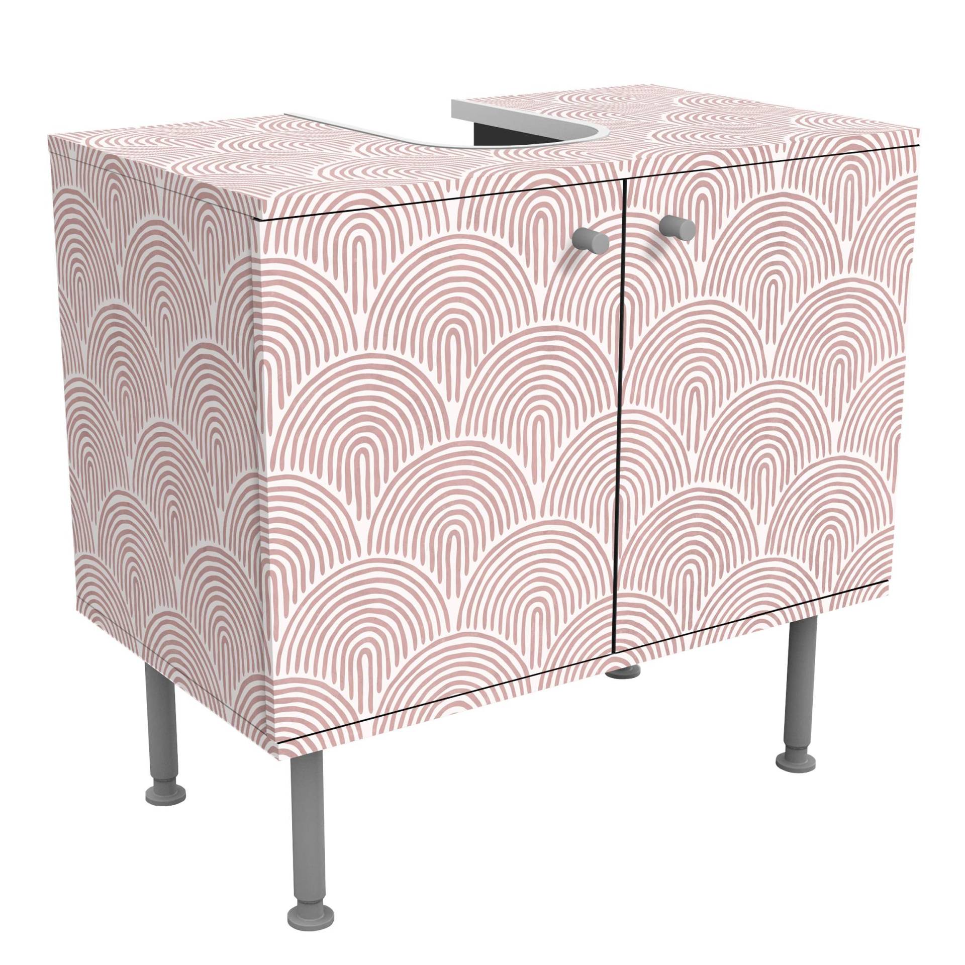 Waschbeckenunterschrank Boho Bogen Muster Rosa