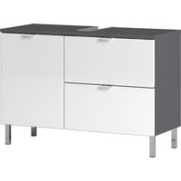 Waschbeckenunterschrank BxHxT: 80 x 56 x 34 cm, graphit/weiß Hochglanz - grau Waschbeckenunterschrank BxHxT: 80 x 56 x 34 cm, graphit/weiß Hochglanz - grau