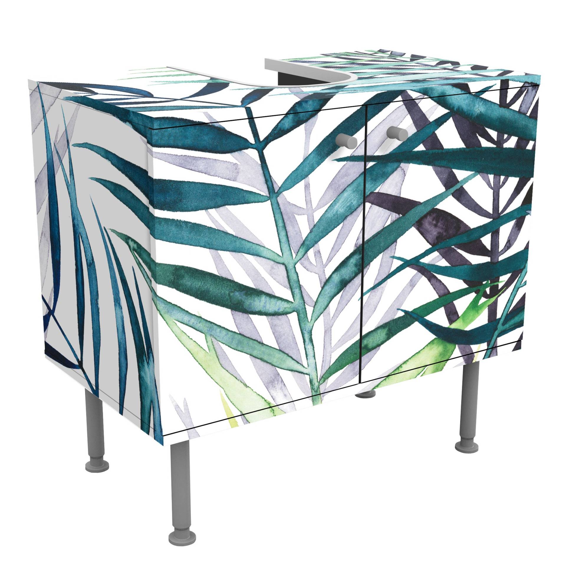 Waschbeckenunterschrank Exotisches Blattwerk - Palme