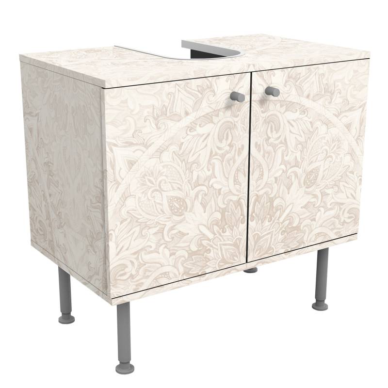 Waschbeckenunterschrank Mandala Aquarell Ornament Muster beige