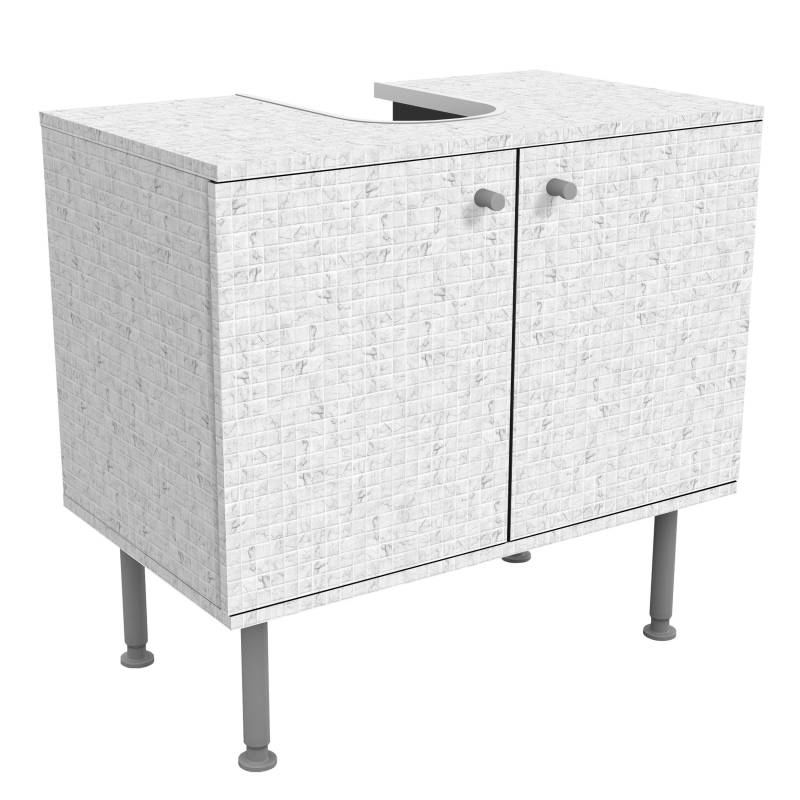 Waschbeckenunterschrank Mosaikfliese Marmoroptik Bianco Carrara