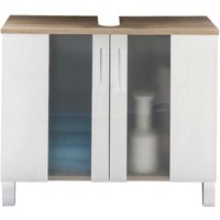 Waschbeckenunterschrank Porto weiß sägerau Eiche Nachbildung B/H/T: ca. 65x54x31 cm von Trendteam