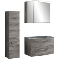 Waschtisch-Set 3-tlg Glasbecken grau STOCKHOLM von Held Möbel Eiche Ribbeck