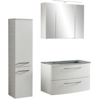 Waschtisch-Set 3-tlg Glasbecken grau STOCKHOLM von Held Möbel Matt weiß