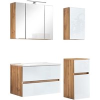 Waschtisch-Set 4-tlg HELSINKI von Held Möbel Wotan Eiche / Glas weiß