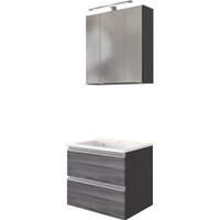 Waschtisch-Set 60 inkl Mineralgussbecken AREZZO von Held Möbel Graphit / Eiche rauchsilber
