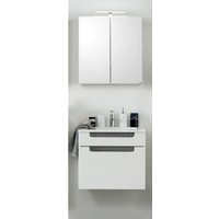 Waschtisch-Set 80 2-tlg Siena inkl LED Beleuchtung von Held Möbel Weiss Hgl / Eiche Rauchsilber