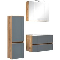 Waschtisch-Set-Midi 3-tlg HELSINKI von Held Möbel Wotan Eiche / Glas grau