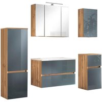 Waschtisch-Set-Midi 5-tlg  HELSINKI von Held Möbel Wotan Eiche / Glas grau