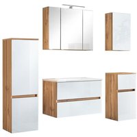 Waschtisch-Set-Midi 5-tlg  HELSINKI von Held Möbel Wotan Eiche / Glas weiß