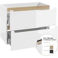 Badezimmer Unterschrank 80cm SOFIA-107 in weiß, Hochglanz lackiert, B/H/T: 80/60/45 cm