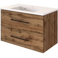 Waschtischunterschrank inkl. Waschbecken 80 cm MANLY-03 Wotaneiche Nb. B/H/T: 80/55/47 cm