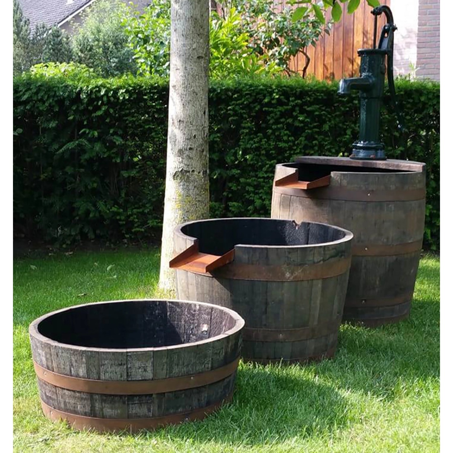 Wasserornament Orginal Whiskyfass 3-teilig mit Schwengelpumpe