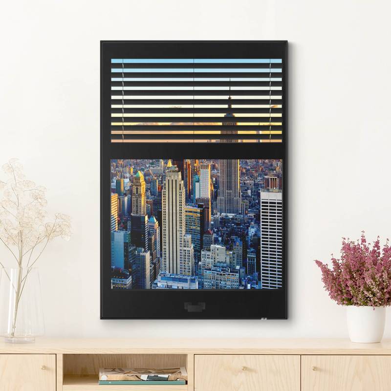 Wechselbild Fensterausblick Jalousie - Sonnenaufgang New York