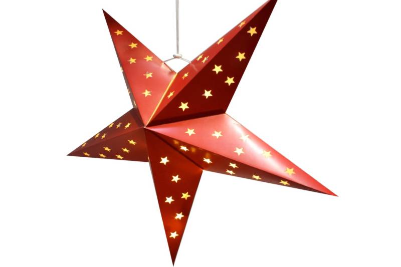 Weihnachtsstern Papier 60 cm mit 10 LEDs und Timer ROT